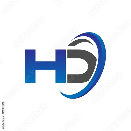 vector modern initial logo letters ha with circle swoosh blue gray