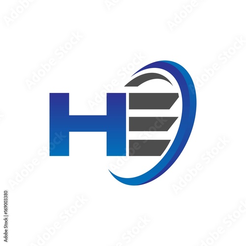vector modern initial logo letters ha with circle swoosh blue gray