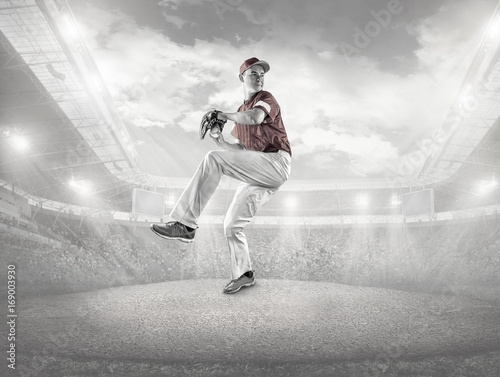 Baseball players in action on the stadium.