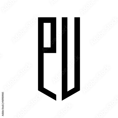 initial letters logo pu black monogram pentagon shield shape