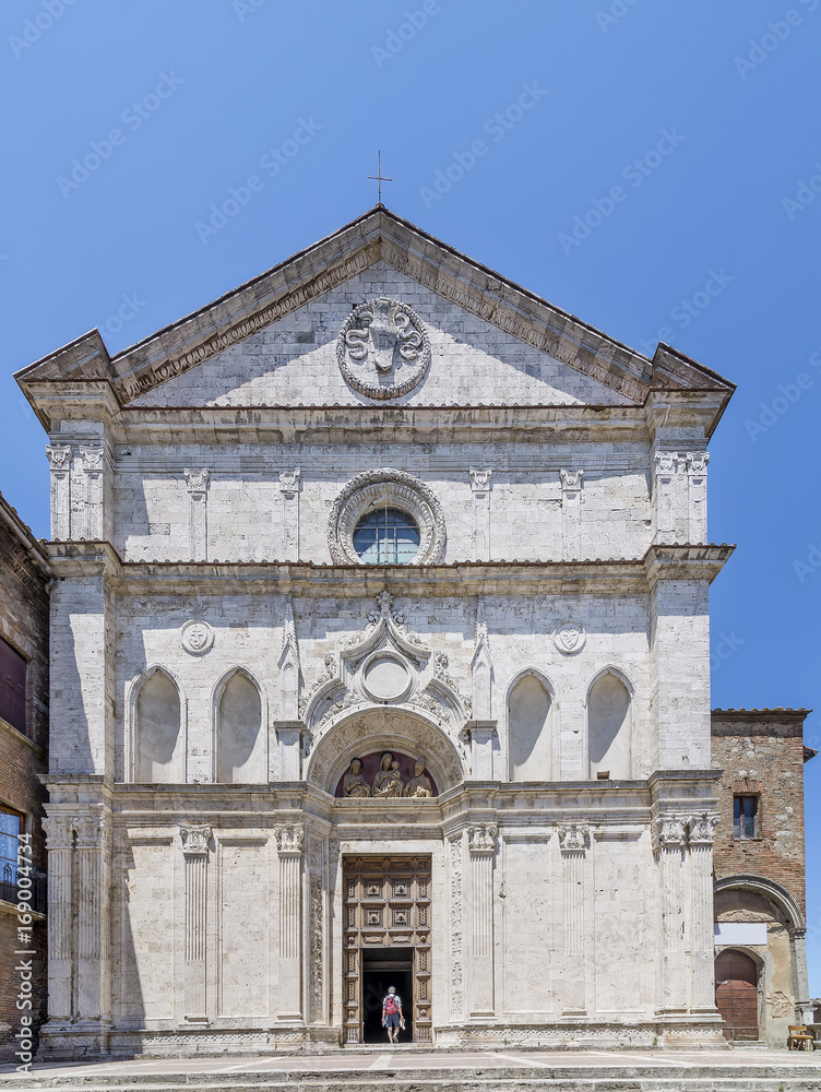 Fototapeta premium The facade of the ancient Church of Sant'Agostino, Montepulciano, Siena, Tuscany, Italy