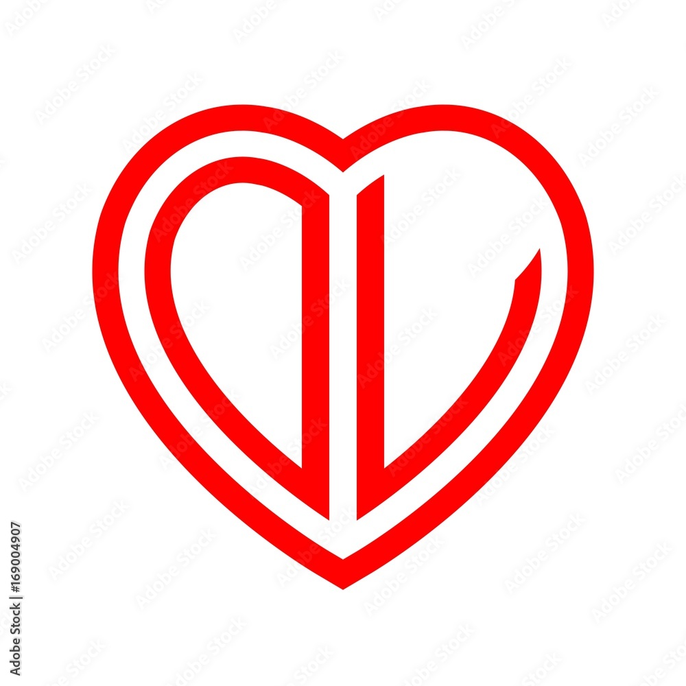 initial letters logo ov red monogram heart love shape initial letters logo ov red monogram heart love shape