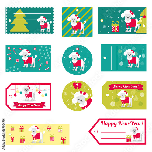 Set of vector elements for Christmas and New Year design. Labels, stickers, tags for gifts, invitations and congratulations.