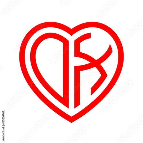 Free Download initial letters logo ox red monogram heart love shape - GFXLoad