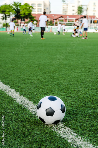 Soccer Football on the green grass of Soccer field. © ohmega1982