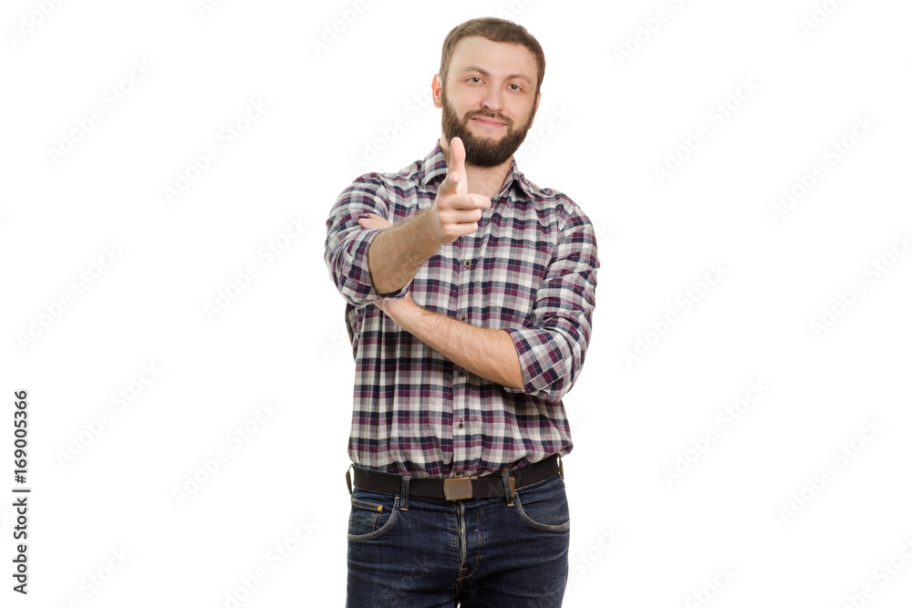 Man in shirt in cage and in jeans emotions hands Man in shirt in cage and in jeans emotions hands