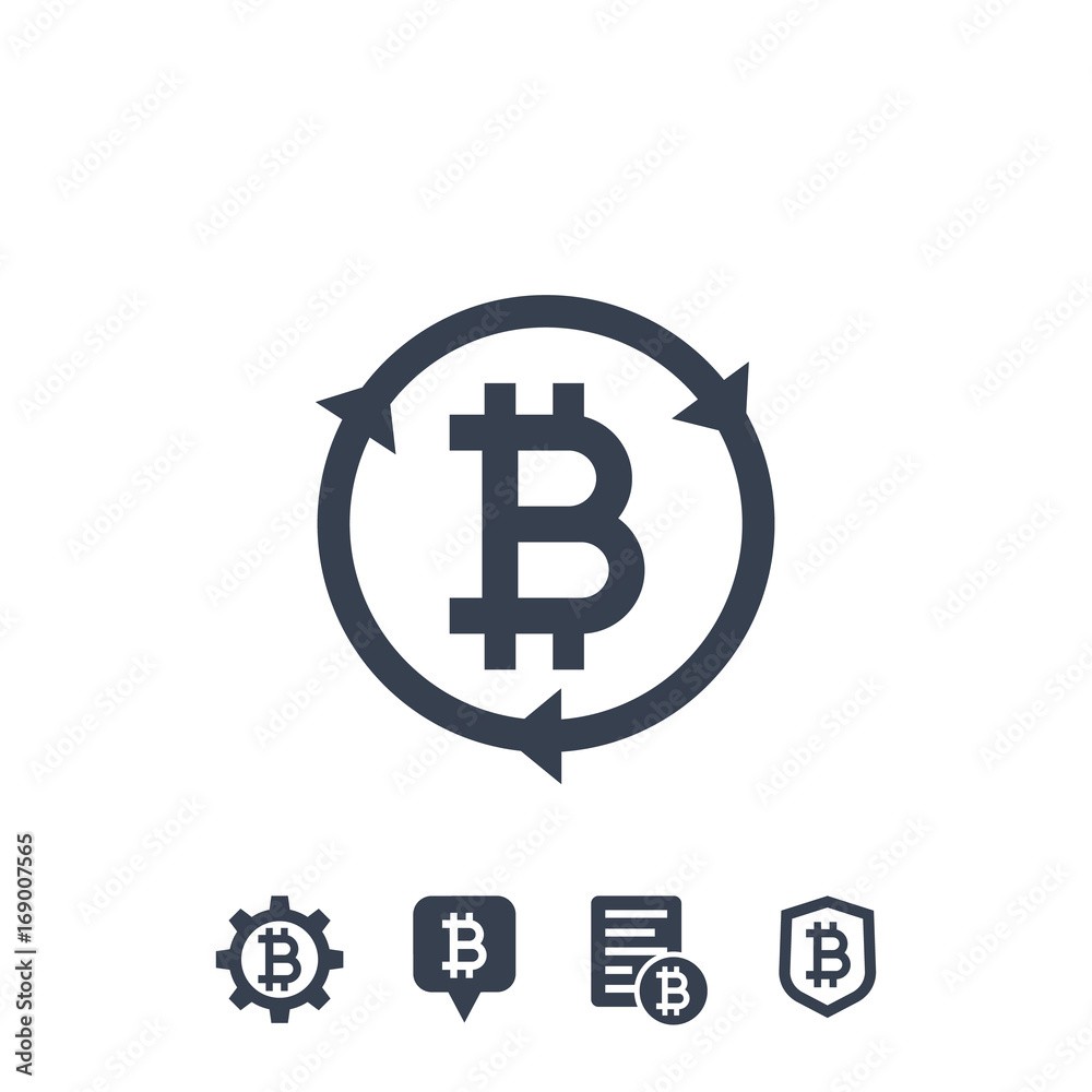 Bitcoin related icons on white Bitcoin related icons on white