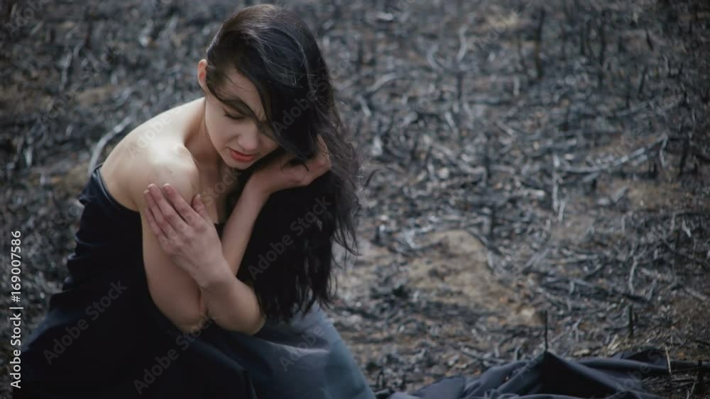 People and dying nature. Ecology concept
