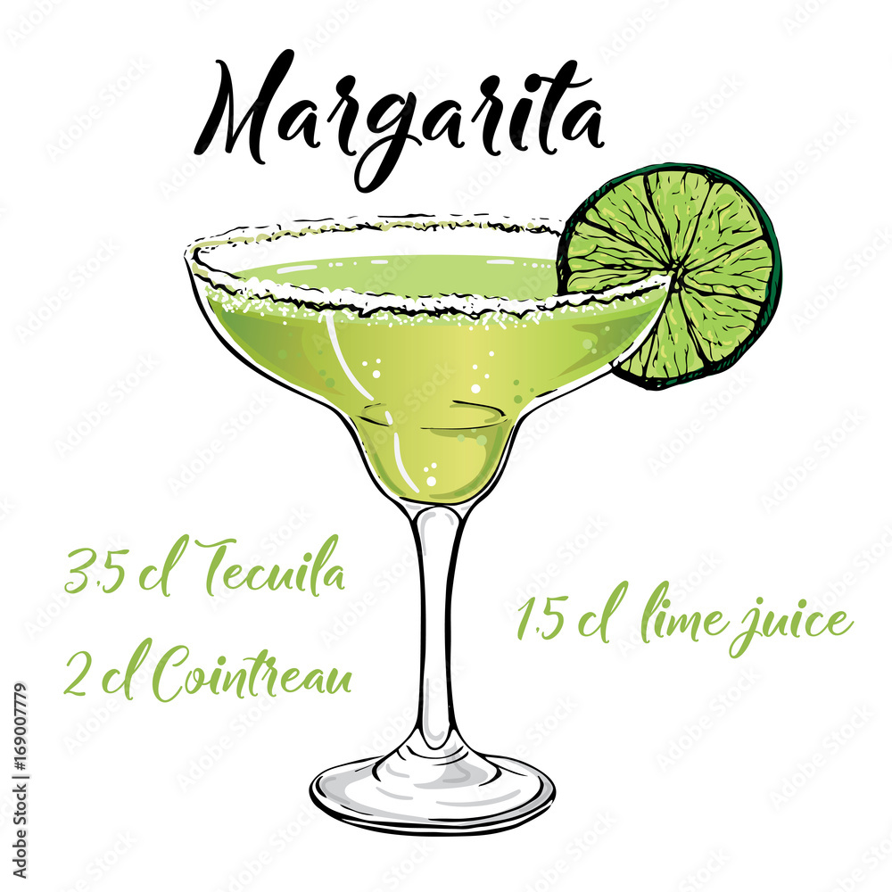 margarita cocktail vector - obrazy, fototapety, plakaty 