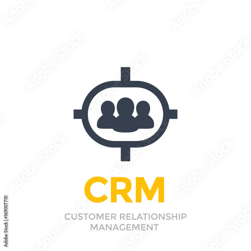 CRM, customer relationship management icon on white