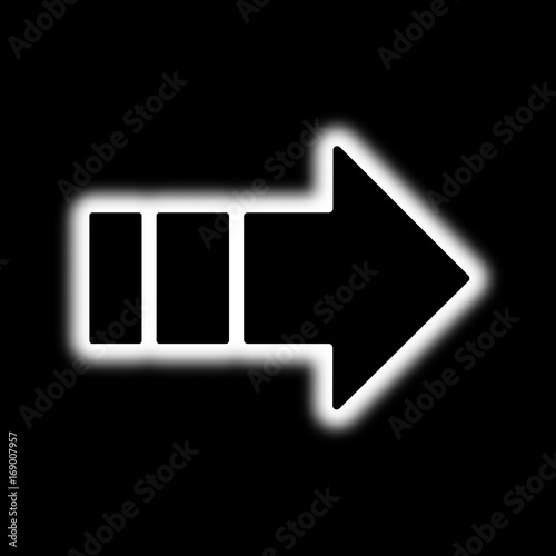Free Download Arrow pointer neon. Black arrow pointer with white glow on a black background. Vector illustration. - GFXLoad