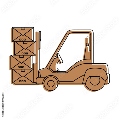 forklift truck icon over white background vector illustration