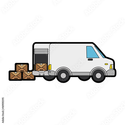 cargo truck icon over white background vector illustration
