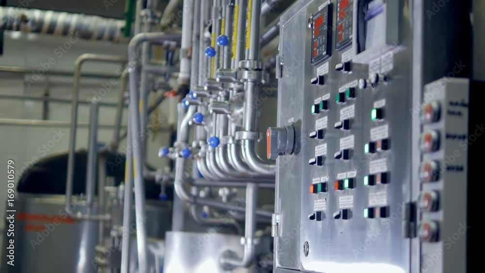 A control unit for dairy piping with an emergency switch. A control unit for dairy piping with an emergency switch.