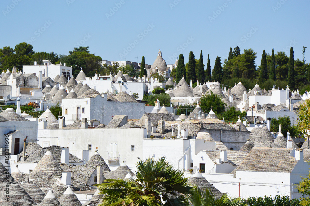 Naklejka premium Spectacular view of Alberobello with trulli roofs and terraces, Apulia region, Southern Italy