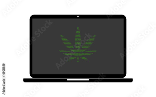 Hacker Laptop Hanfblatt