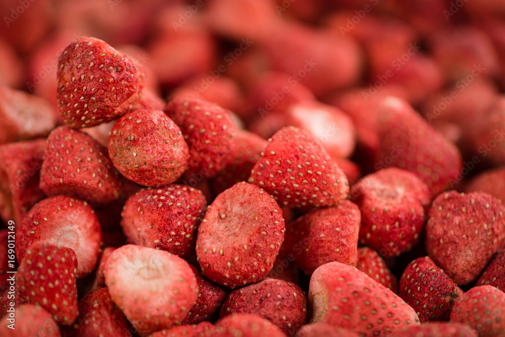 Dried Strawberries close-up shot, selective focus Dried Strawberries close-up shot, selective focus