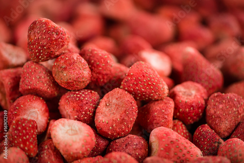 Dried Strawberries close-up shot, selective focus