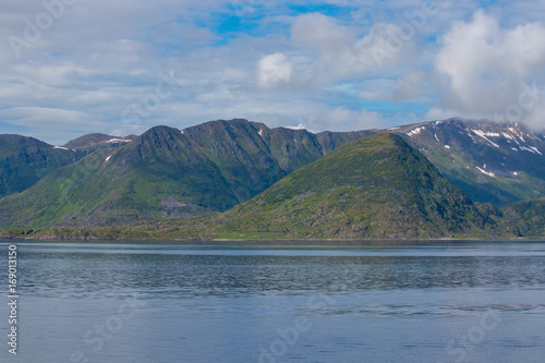 Beautiful mountains at Soroya island in Finnmark county in northern Norway.