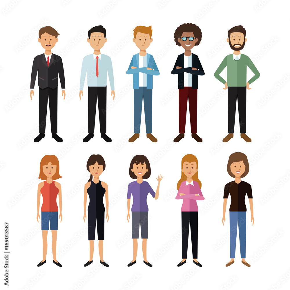 white background with full body group of men and women people of the world vector illustration white background with full body group of men and women people of the world vector illustration