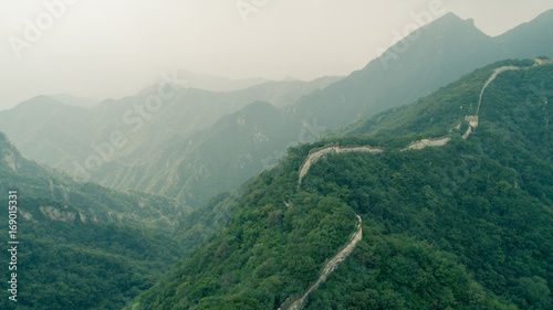 aerial view of the great wall in china