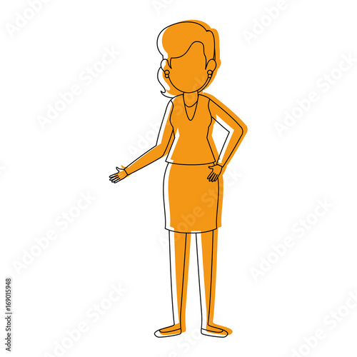 businesswoman standing icon over white background colorful design vector illustration