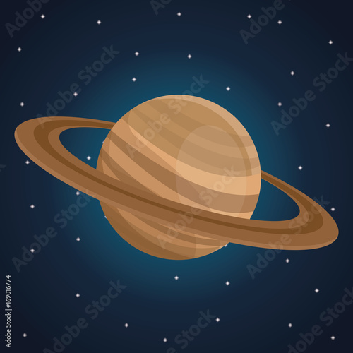 color space landscape background with view saturn planet vector illustration