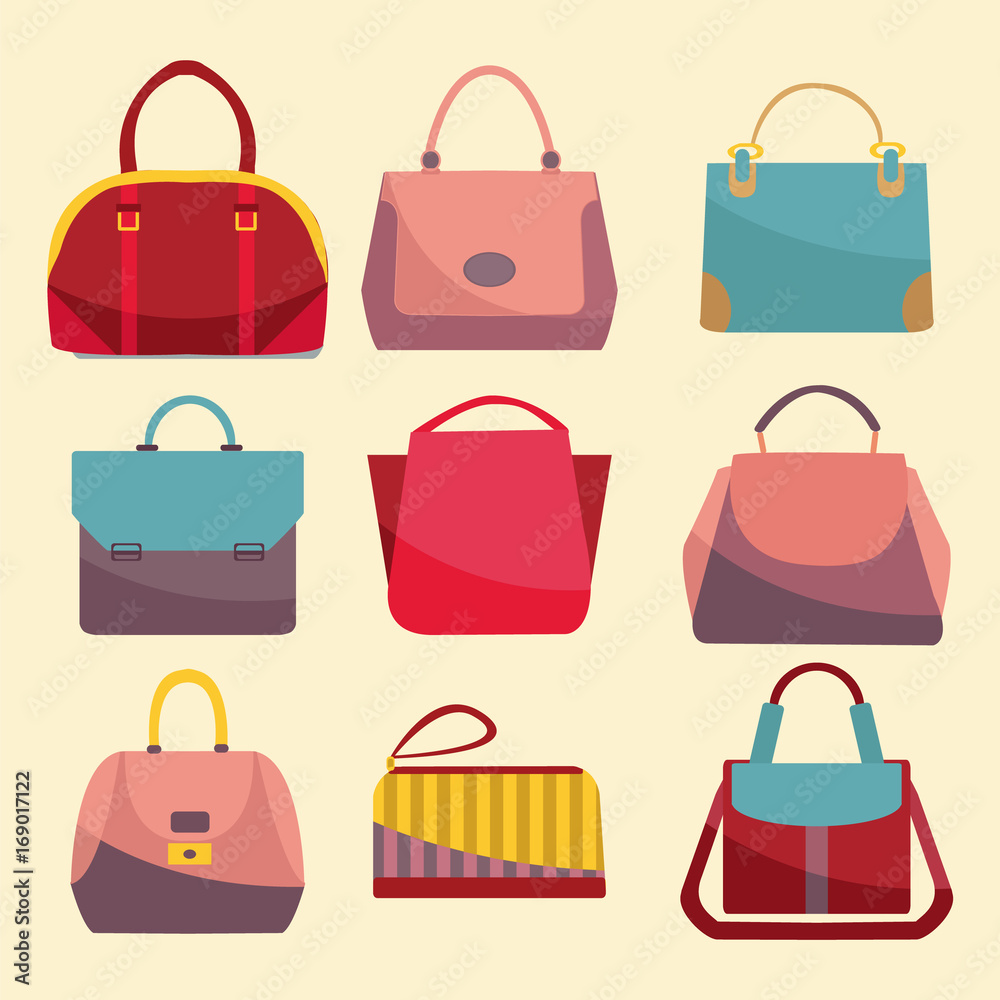 Fashion Bags set icon. Stock Vector | Adobe Stock