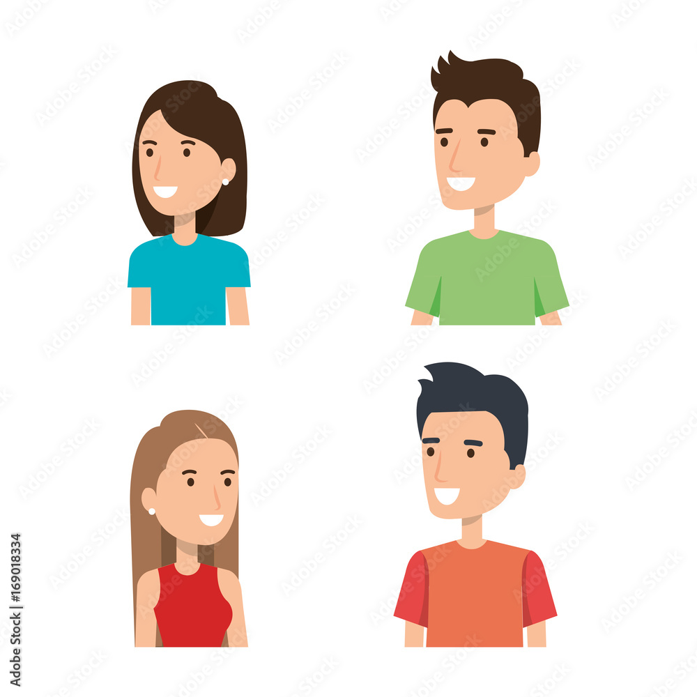young people face portraits from woman and man vector illustration young people face portraits from woman and man vector illustration