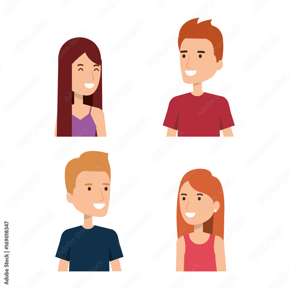 young people face portraits from woman and man vector illustration young people face portraits from woman and man vector illustration