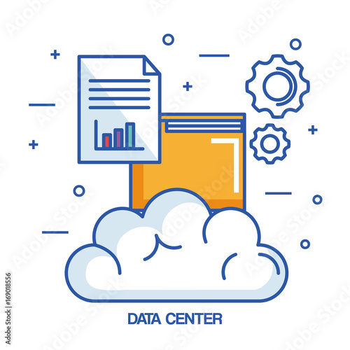 data center cloud file archive document vector illustration