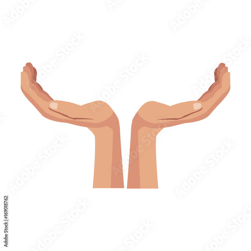 two hands support help gesture symbol vector illustration