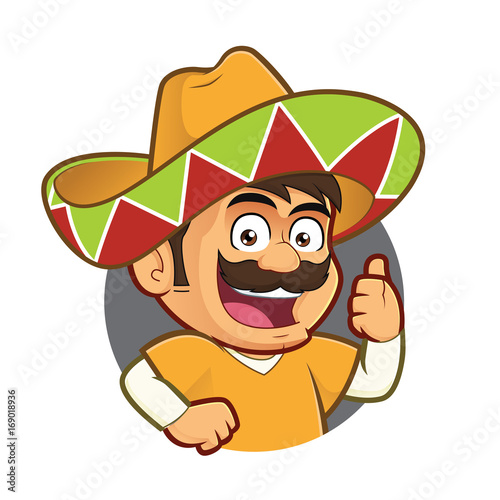 Mexican man giving thumbs up in round frame