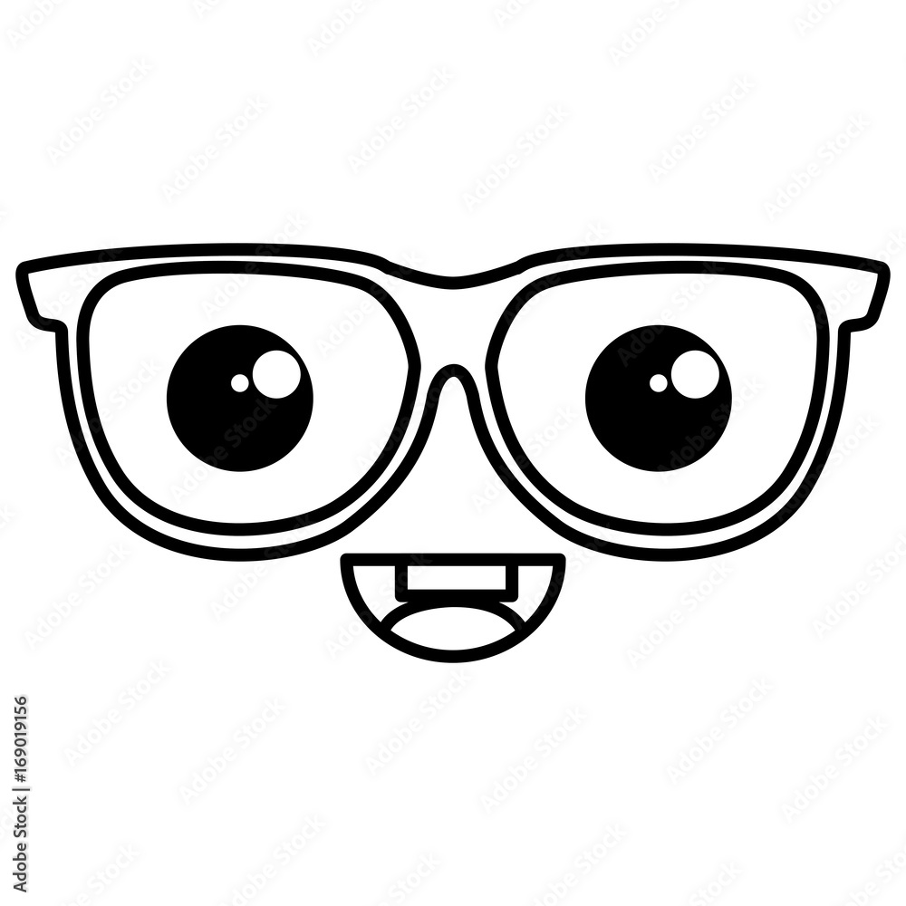 eye glasses kawaii character vector illustration design