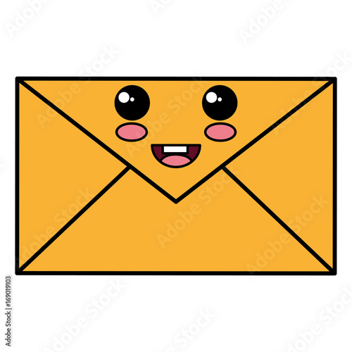 envelope mail kawaii character vector illustration design