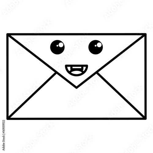 envelope mail kawaii character vector illustration design