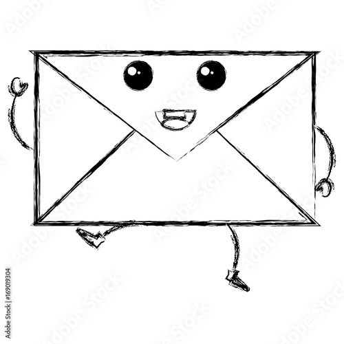 envelope mail kawaii character vector illustration design
