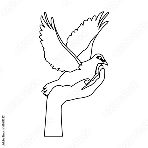 hand holding dove flying international day of peace vector illustration