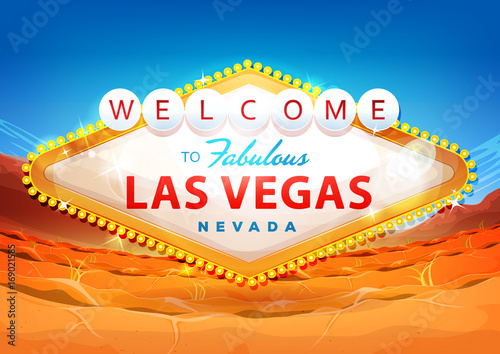 Welcome To Las Vegas Sign On Desert Background