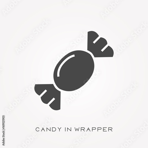 Silhouette icon candy in wrapper