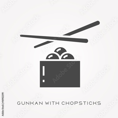 Silhouette icon gunkan with chopsticks