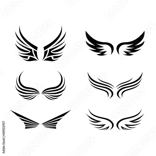 wings, Modern, minimalistic, set, logo, design, vector