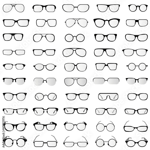 glasses and sunglasses in different styles and forms vector collection