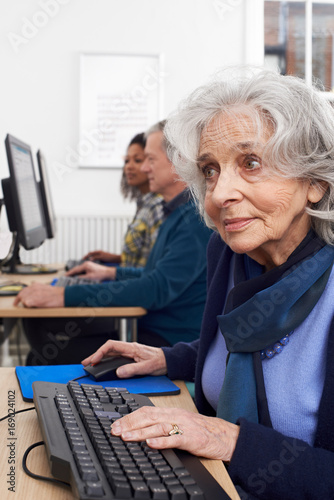 Senior Woman Attending Computer Class © highwaystarz
