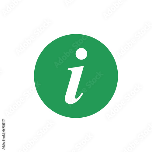 Flat icon information on green circle isolated on white background. Vector illustration.
