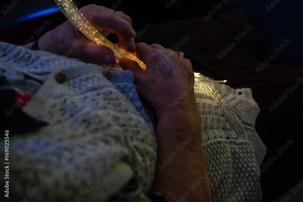 Color therapy procedure in retirement home. multi sensory room