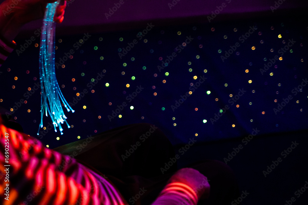 Color therapy procedure in retirement home. multi sensory room