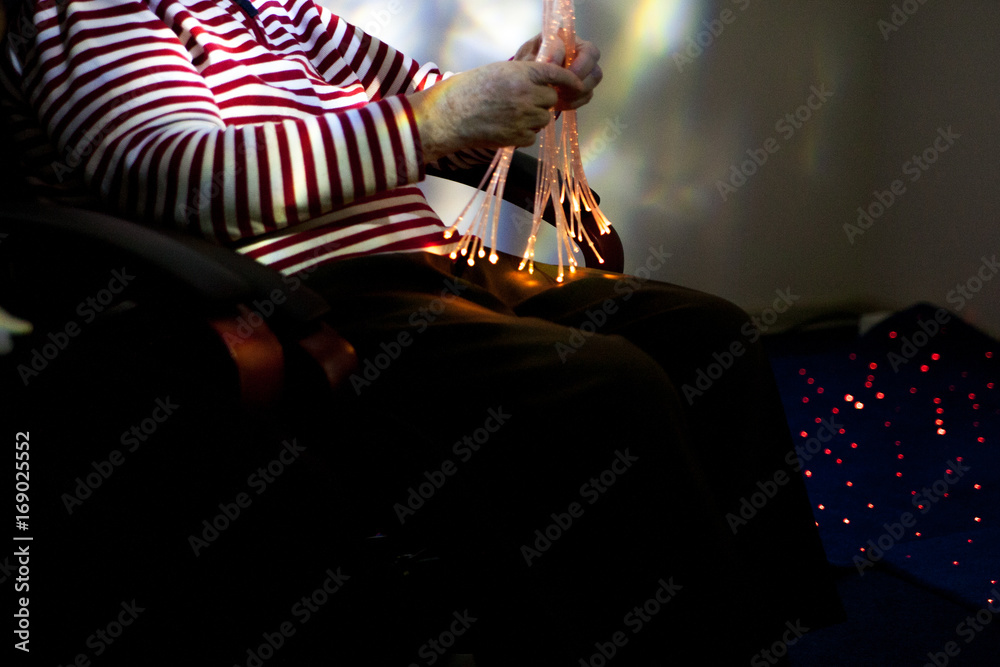 Color therapy procedure in retirement home. multi sensory room