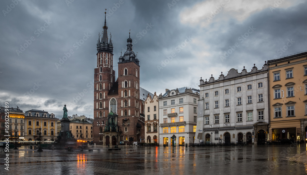 St Mary's church on Main Market square in Cracow, Poland