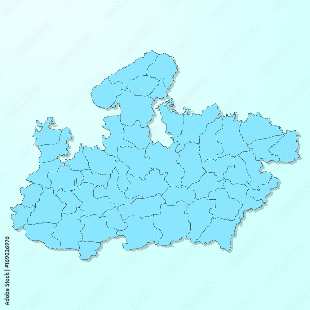 Madhya Pradesh blue map on degraded background vector